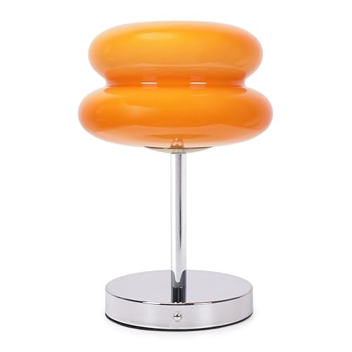 ValueLights | Orange Rechargeable LED Portable Table Lamp with Macaron Lampshade, Touch Button Dimmable Light | Table Lamps & Home Improvements Essential