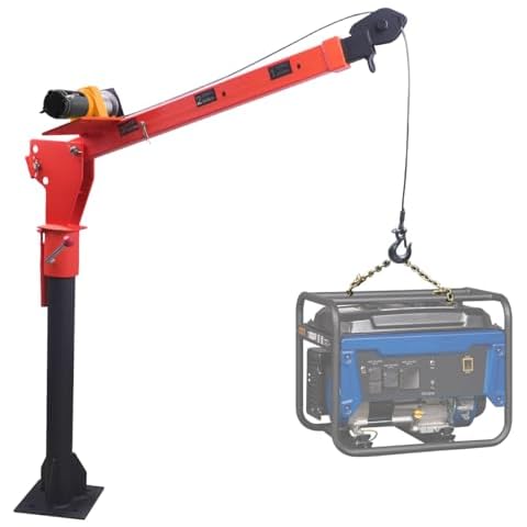 ROCK-HULK New 1100lb Folding Truck-Mounted Crane, with Electric Winch 3500 lb 12V, Painted Steel Pickup Truck Jib Cranes 360 Swivel (1100 lb) Cover