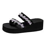 Generisch Damen Sandalen Plateau Slip On Stickerei Blumen SommerSandalen Barfußschuh Reinschlüpfen Offen Strandsandalen Pantoletten Bequeme Weiches Freizeitschuhe Wanderschuhe (Purple, 38.5)