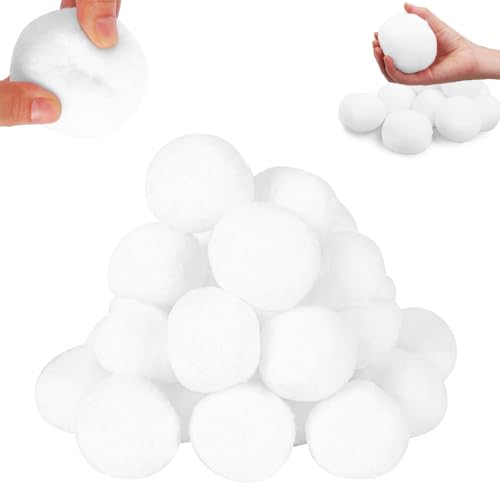 Fiotha 20 Pezzi Palla di Neve Bianca, Palle di Neve Finte per Bambini, Palline Morbide di Peluche, Lotta di Palle di Neve al Coperto, 7 cm, Giochi Invernali per Lotta Contro la Neve