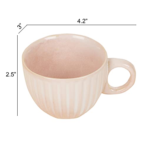 Image of AAKRITI ART CREATIONS Flamingo Pink Tea Cups Set of 6 | Ceramic Cup Set | Multipurpose Utility Cups | Modern Art Ceramic Cups | Glossy Finish, Light Pink Tea Cup Set