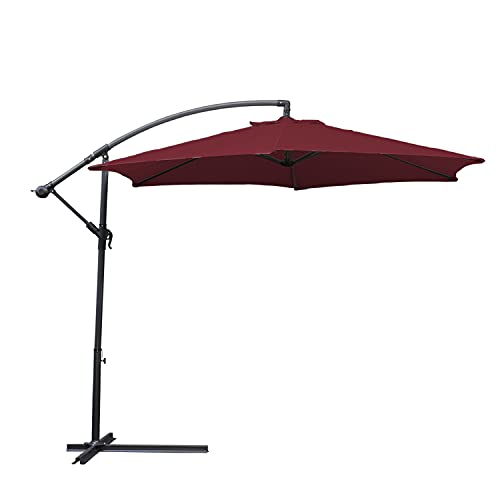 EINFEBEN Sombrilla de aluminio de 3 m de diámetro, sombrilla de jardín con soporte, altura regulable, plegable, protección UV 40+, varios colores, resistente al agua, rojo