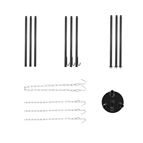 Foto von Dreibein Grill mit 4 Kette & 3 Haken，70x70x131cm Belastbarkeit 10 kg dreibein für feuerschale Geeignet für Grillrost Gulaschkesse Dutch Oven Schwenkgrill