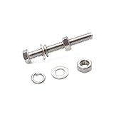 binifiMux 10-Pack M6 x 75mm Hexagon Screws Hex Bolts with M6 Hex Nuts M6 Flat Washers/Spring Lock Washers Set, 304/18-8, Plain Finish
