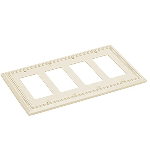 Image of Henne Bery Sunken Pearls Heavy Duty Decorative Wall Plate Switch Plate Outlet Cover (Quad Decorator, Light Almond)