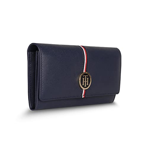 Image of Tommy Hilfiger Ariel Women Leather Flap Wallet Navy