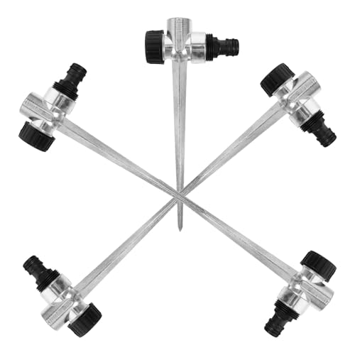 SHOWERORO 2 Piezas Base de Aspersor Giratorio Automática con Pinchos Metálicos para Jardín Soporte Estable y Reutilizable para Césped Fácil Instalación Suelo Compatible con Conexión