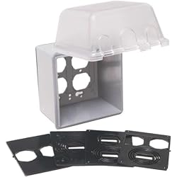 TayMac MM7440C 4.75-in. Deep Outdoor Box, UFAST 55-in-1, Rated NEMA 3R 2-Gang Weatherproof in-Use Electrical Outlet Cover for Home Improvement, Clear