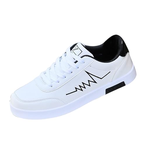 Zapatos de ocio para hombre, anchos, con cordones, zapatos de skate ortopédicos, ligeros, antideslizantes, zapatos descalzos, informales, deportivos, con cordones, Blanco3, 40 EU