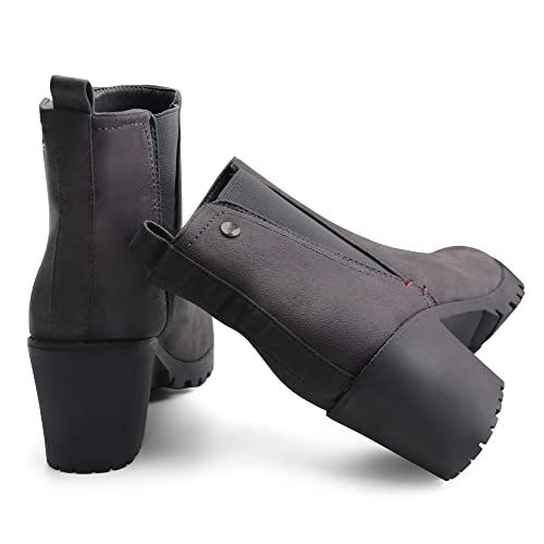 Image of JABASIC Women Suede Ankle Booties Slip On Chelsea Boots