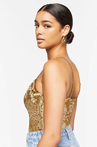 7Th Element Plus Size Velvet Cami Basic Camisole Tank Top Womens Adjustable Strap T-Shirt (V-Gold,3X) #TOP2