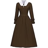 Abaowedding Colonial Dress for Women Pioneer Costume Modest Prairie Colonial Civil War Dress (Coffee L)