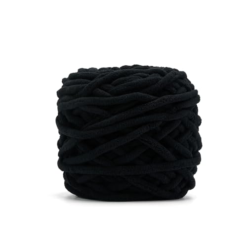Image of INNDUN Blanket Yarn 100g /3.5oz - Black Chenille Yarn 6 Super Bulky - 72 Yards - Knitting, Crocheting & Crafts Chunky Yarn
