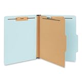Universal Light Blue Top Tab Classification Fastener Folder, Letter Size, 2/5 Cut, 1 Divider, 4 Fasteners, Pack of 20