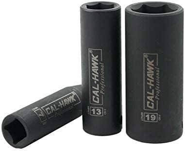 CAL-HAWK AISDCVB133M 3/8" Dr. 6 POINT Metric Deep Impact Socket Set | 13 Piece | Chrome Vanadium Steel | Metric Size Sockets