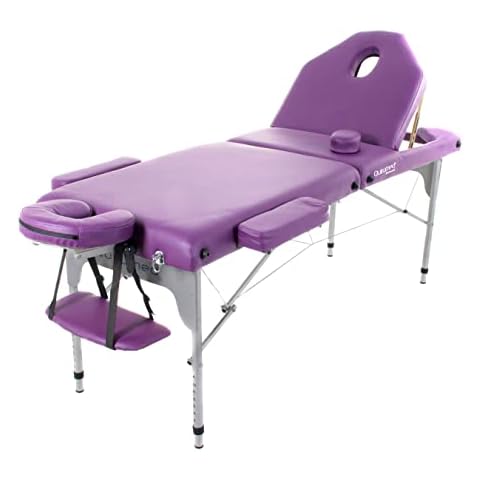 Quirumed Folding Aluminium Massage Table 186 x 66 cm Upholstered 14 cm Purple Cover
