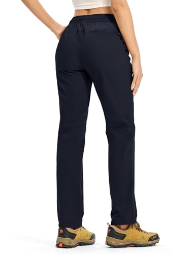 Rdruko Women's Hiking Pants Lightweight Quick Dry Water Resistant Cargo Outdoor Travel Pants Elastic Waist, Navy, 3XL — view 2