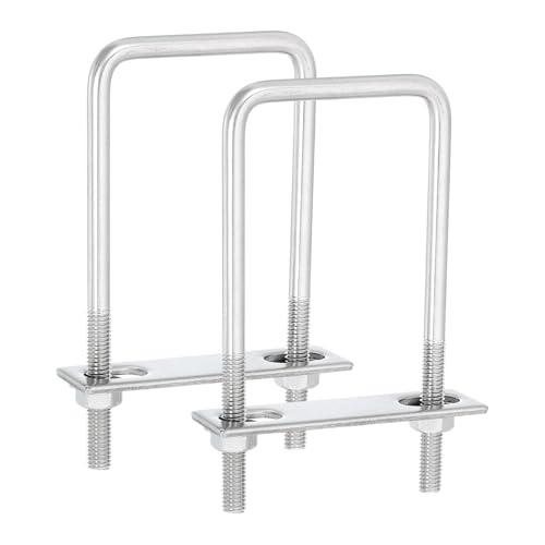 uxcell 2Sets 304 Stainless Steel Square U-Bolts, 2.44" (62mm) Inner Width 5.12" (130mm) Length M8 with Nuts, Frame Plate, Gasket for Automobiles Trailer, Ski Boat, Fishing Boat, Pipelines