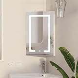 Mepplzian Corner Medicine Cabinet with Mirror,Lighted Medicine Cabinet with 2 Storage Shelf, 24' Bathroom Mirror Cabinet,Wall Mounted,Opens Right to Left,White,24' x16'