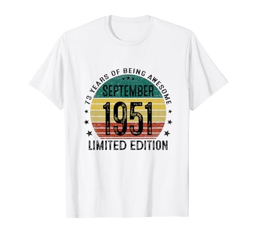 Hecho En 1951 73 Años Cumpleaños Hombre Septiembre 1951 Camiseta