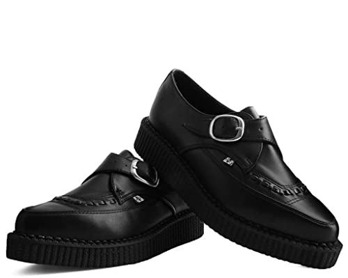 T.U.K. Black TUKskin Pointed Buckle Creepers for Men & Women, Low Platform Shoes2