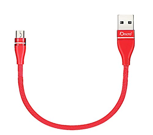 Image of Red short micro usb cable fast charging nylon braided 25cm power bank wire unbreakable cord 20w 480mbps data sync android phone kindle ps4 tv stick raspberry pi chromecast tablet