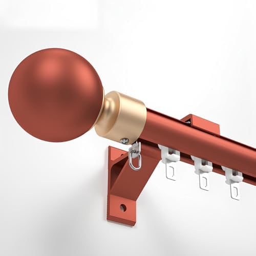 Adjustable 280cm Sliding Curtain Rod Kit with Round Detachable Head - Stylish Red Wall Track for Living Room, Bedroom, Balcony - Easy Installation & Modern Design