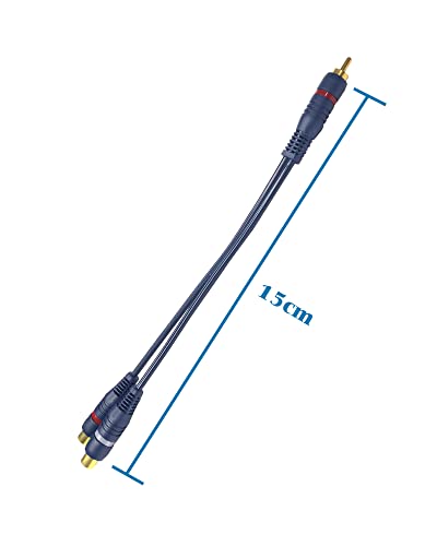 RCA Y Splitter Cable 15cm RCA 1 Male to 2 Female Extension Audio Cable Gold Plated AV Audio Cord Y Adapter for Speaker Subwoofer AMP Home Theater(2pcs)