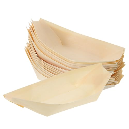 TOPPERFUN Bandejas Desechables de Papel Kraft 4 Pulgadas para Aperitivos Barquitos, Caja de Paquete para Papas Fritas y Brochetas, Platos Abiertos para Comida Rápida y Eventos, Paquete de