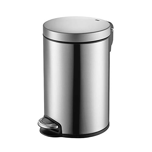 EKOSERENE 12L Stainless Steel Pedal Bin, Soft Close, Plastic Liner, Fingerprint Resistant Matt Finish, Round, Durable Pedal (12 LITRE)