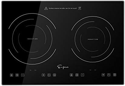 Empava Electric Stove Induction Cooktop with 2 Burners in Black Vitro Ceramic Smooth Surface Glass 120V, 12 Inch