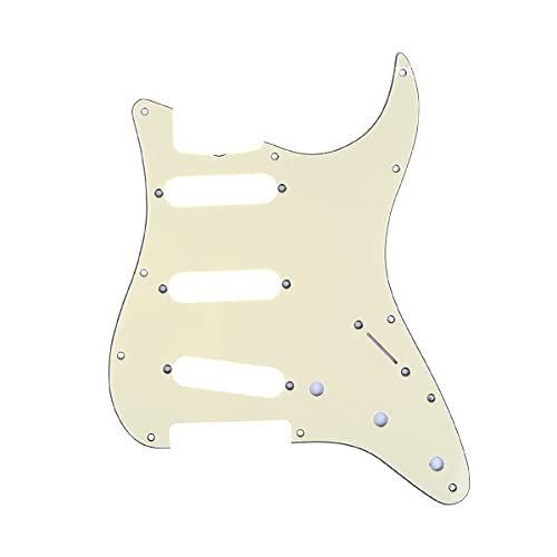 Musiclily Pro 11 trous 60s 64 Vintage Style Strat SSS Pickguard pour American Stratocaster Guitare, 3 Plis Crème - Les Beatles, Paul McCartney, John Lennon, RIngo Starr, George Harrison Musiclily Pro 11 trous 60s 64 Vintage Style Strat SSS Pickguard pour American Stratocaster Guitare, 3 Plis Crème