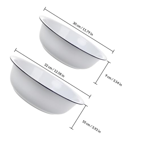Set 2 Pzs Tazones Esmaltados Blancos 30cm y 32cm miniatura 2