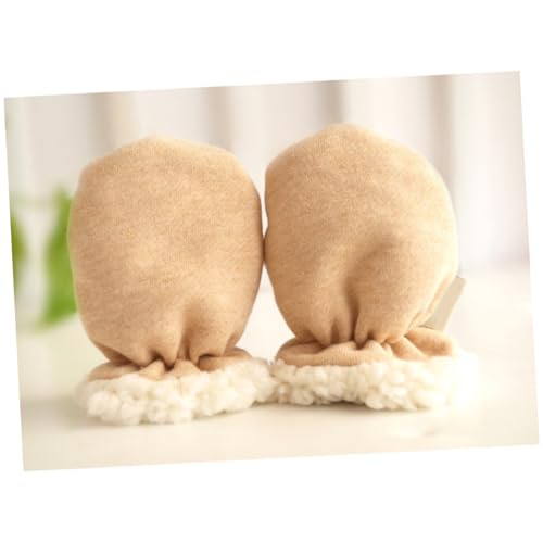 -scratch Boy Girl Gloves Thickened Cotton Hand Covers for Autumn Warm and Skin-friendly Mittens for Boys Girls Light Brown Fits3