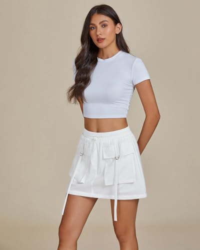 luvamia Skorts for Woman High Waisted Cargo Pocket Elastic Waist Fast Dry Casual Hiking Tennis Sports Skirts with Shorts4