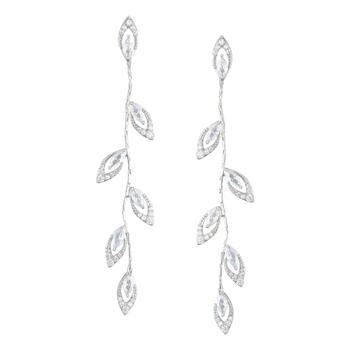 SWEETV Vine Wedding Earrings for Brides, Bridesmaid, Cubic Zirconia Bridal Earrings for Wedding, 18K Gold Plated/Silver Rhinestone Dangling Earrings for Women Prom Party Jewelry Gifts
