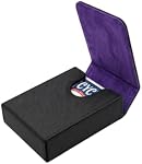 Single Deck Leather Poker Card Case – Playing Card Holder with Magnetic Closure, Fits Standard Poker Size Cards, Premium Card Protector for Travel & Game Night (Black-Purple)