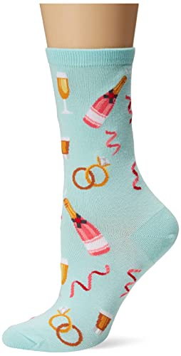 Hot Sox Women's Wedding Bliss Novelty Casual Crew Socks, Wedding Celebration (Light Blue), Shoe Size: 4-10 #TOP13