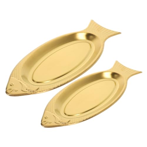 CONGARTENO 2pezzi Piatto da Pesce Acciaio Inossidabile Vassoio per Servire Pesce e Snack Design Elegante per Feste e Occasioni Speciali