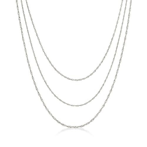 Ross-Simons Italian Sterling Silver 3-Strand Singapore-Chain Necklace. 18 inches