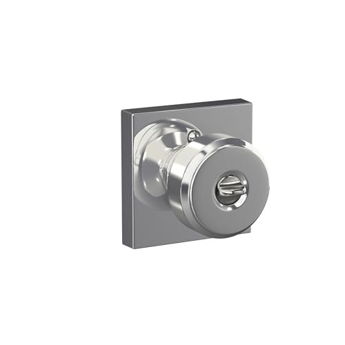 Image of SCHLAGE F51A BWE 625 COL Bowery Knob with Collins Trim Keyed Entry Lock, Bright Chrome