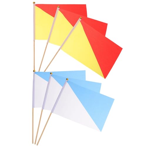 Sosoport 6pcs Signal Flags Bright Colorful Referee Safety Flags Wooden Pole Perfect for Sports and