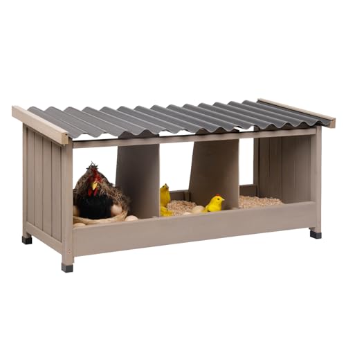 Nesting Box for Chickens, 3 Compartments, Wall-Mounted Coop