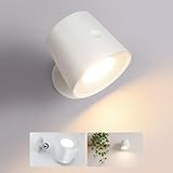 Homefire LED Wandleuchte Innen ohne Stromanschluss - Wandlampe Akku Kabellose 360° Drehbare Wandstrahler Touch Control Nachtlicht für Treppe Flur Wohnzimmer Schlafzimmer Kinderzimmer - Weiß - 1 Stück