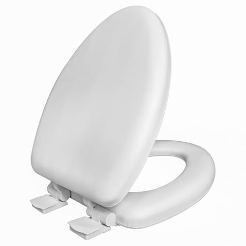Plexon Soft Cushioned Toilet Seat, Elongated White, Slow-Close Lid & Seat, Quick-Release Hinge, Easy To Clean & Change