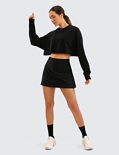 CRZ YOGA Short feminino de cintura alta com forro para saia de tênis, 33 cm, plissado, atlético, tre