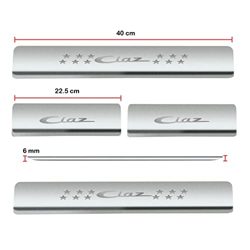 Image of Door Sill /Foot Step Stainless Steel Plates with Ciaz (Set of 4 Pcs)