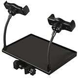 IMIKEYA Mehrzweck-Tablett zum Anklippen, Soundkarten-Tablett mit Handyhalterung, schwarzer Kunststoff, 20 x 14 x 4 cm, erhöhte Kanten um montierbare Aufbewahrung für Heimvorlesungsmikrofon