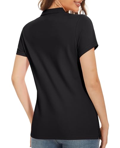 MAGCOMSEN Women's Polo Shirts Cotton 3-Button Short Sleeve Collared Tops Summer Cool Shirt Uniform Casual Shirts2