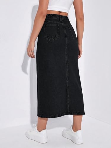 Image of Shasmi Women's Spring /Summer Casual Front Split Thigh Straight Denim Skirt ll Denim Skirt for Women Long ll Skirt & top for Women ll Skirts for Women Long Length (Skirt 159)